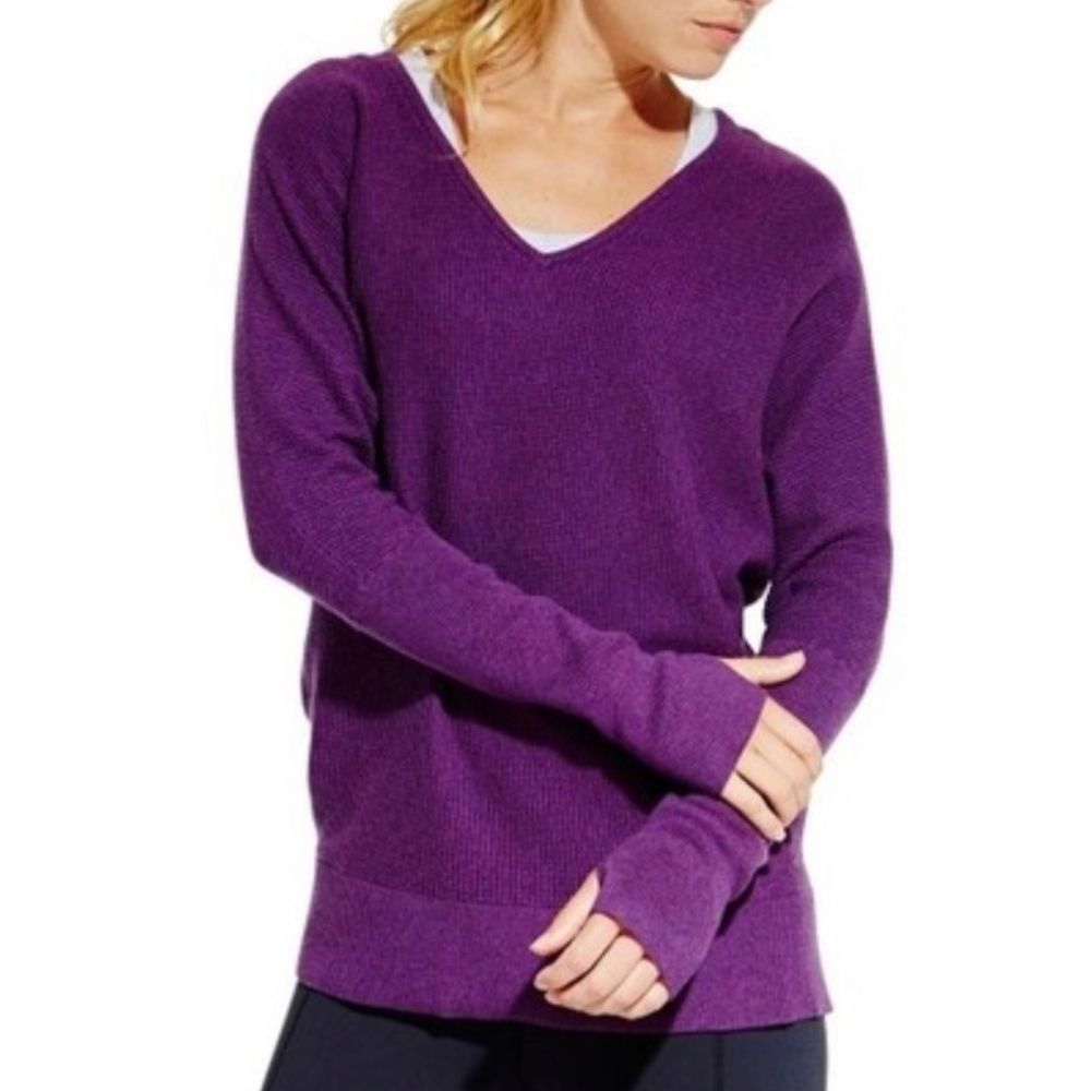 CALIA Effortless Waffle Dolman Sweater in Purple